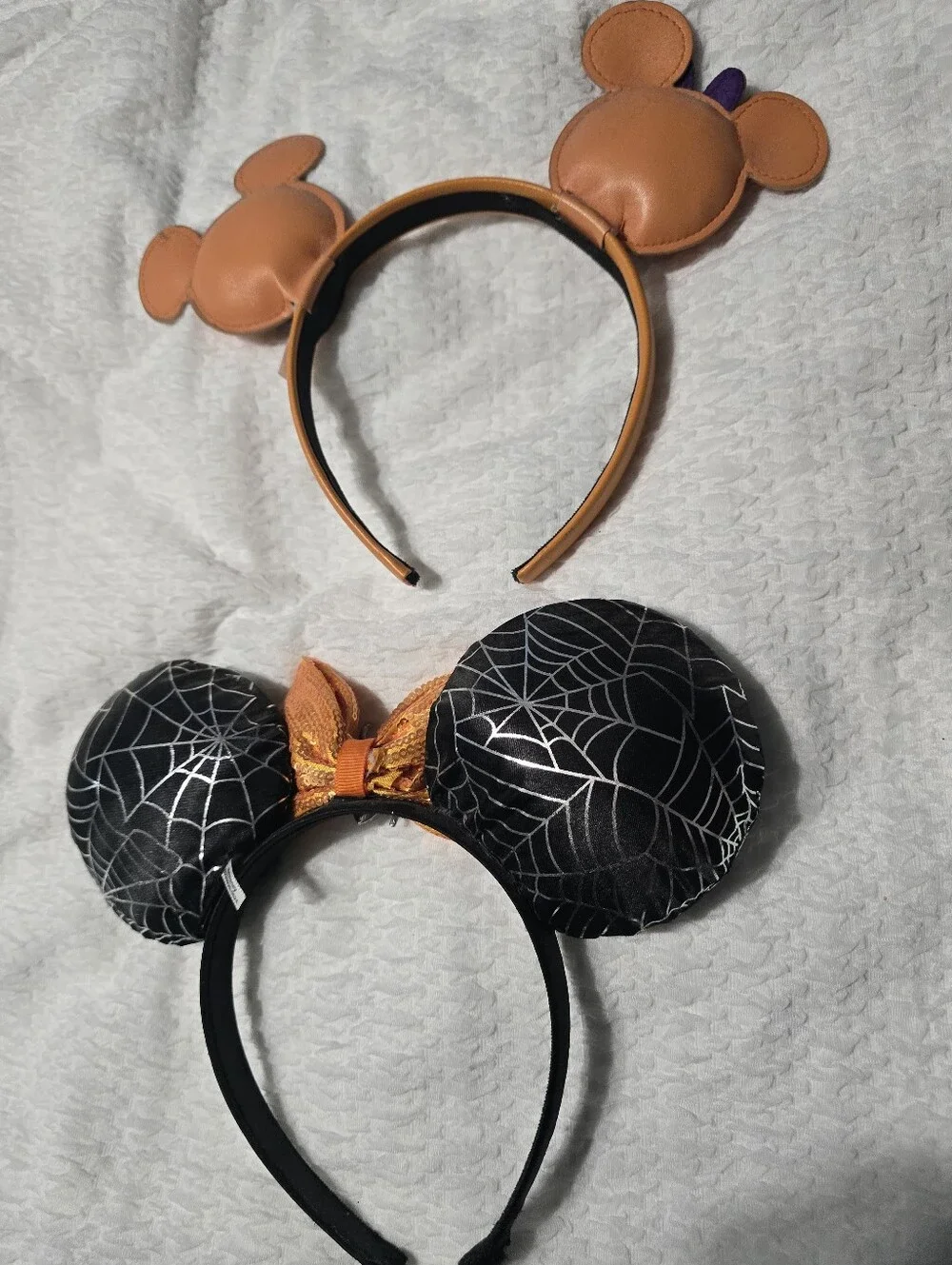 Kids Halloween Spiderweb Mouse Ear Headband with Orange Bow